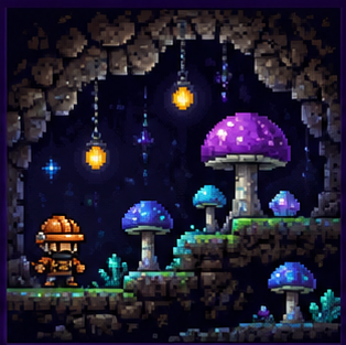 Glowing mushroom cave