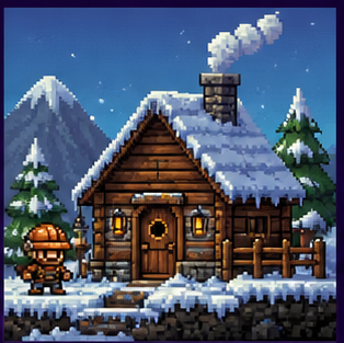 Snowy cabin biome